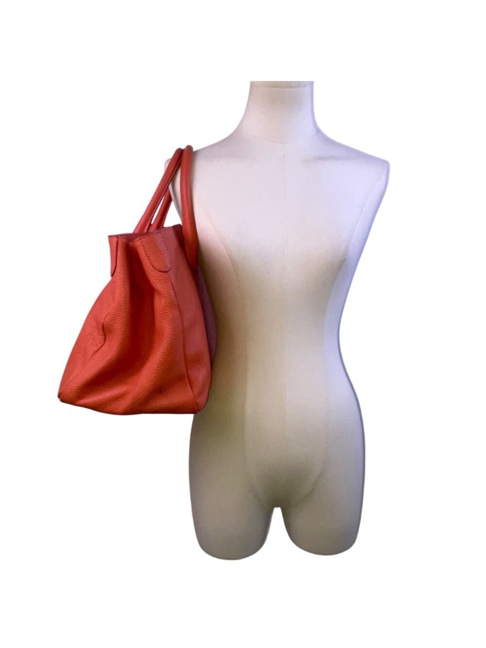 Mark & Graham Women’s Red Leather Gold BCB Initial Details Tote Bag Size L - Picture 11 of 13